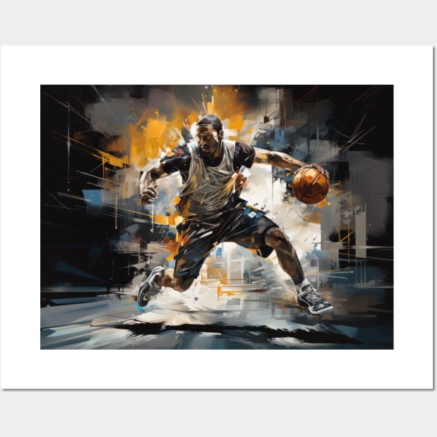 Basketball Action Sport Painting Abstract Art Decor Wall Art by Cubebox